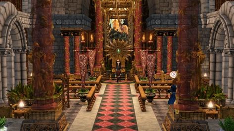 Throne Room Medieval, Sims Medieval Furnishing Ideas, Sims Medieval Throne Room, Medieval Throne Room, Medieval Throne, Sims Medieval, Throne Room, Game Concept, The Sims