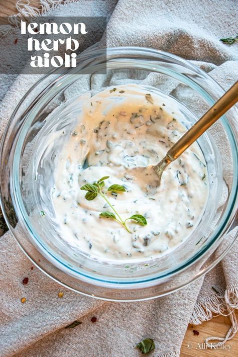 Herb Aioli Recipe, Sugar Free Salad Dressing, Pizza Dipping Sauce, Herb Aioli, Tartar Sauce Recipe, Roasted Vegetable Salad, Aioli Sauce, Lemon Aioli, Zesty Sauce