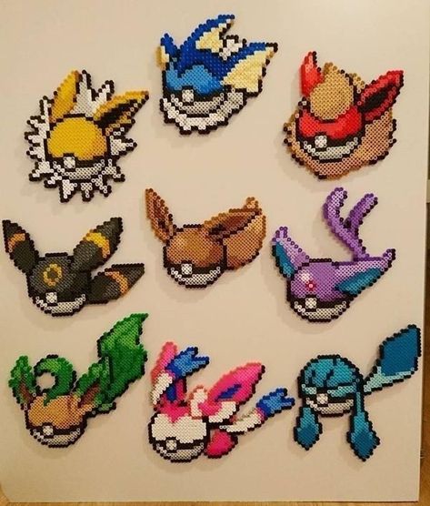 Peeler Bead Pokémon, Anime Perler Bead Patterns, All Eeveelutions, Perler Bead Pokemon Patterns, Hama Beads Pokemon, Melt Beads Patterns, Pokemon Perler, Pokemon Bead, Pokemon Pattern