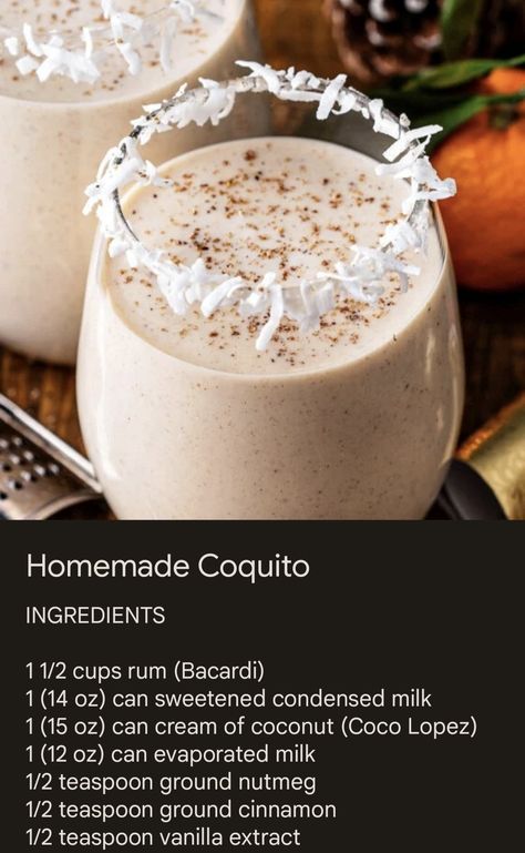 Original Recipe from https://thenovicechefblog.com/coquito/ Virgin Coquito Recipe Puerto Rican, Non Dairy Coquito Recipe, Cocotini Recipe, Simple Puerto Rican Recipes, Cocoquito Recipe, Homemade Coquito Recipe, Virgin Coquito Recipe, Cocito Drink Recipe, Non Alcoholic Coquito