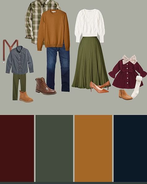 Color Palette Family Photos, Fall Family Photo Outfits Color Combos, Photoshoot Color Palette, Fall Family Photoshoot Outfits, Fall Photoshoot Outfits Family, Paskong Pinoy, Picture Color Schemes, Harvest Pictures, Fall Photo Outfits