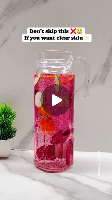 AYUSHI SHARMA on Instagram: "Don’t skip this ❌ Here is the reason why ?👇🏻 • • Ingredients :-✨ 🍠Beetroot 🍋Lemon  🥒Cucumber 🫚Ginger ( if required) 🥕Carrot ✨Chia seeds ( soak 1-2 hrs)  💦Water  • A detox drink with beetroot, carrot, cucumber, lemon, and chia seeds can promote clear skin.  ✨Beetroot and carrot provide antioxidants and vitamins for skin repair ✨Cucumber hydrates, ✨Lemon boosts collagen production ✨Chia seeds reduce inflammation and enhance hydration, resulting in a healthy, radiant complexion. • • Drink it in the morning itself Cannot be stored it’s better to drink it fresh 🌸 • So do you want to skip it now ?🫣😅 • #detoxwater#detoxdrink#summerdetoxdrink#skincaredrink#healthyskin#naturalbeauty#glowingskin#hydrations#beautyhack#healthyliving#skinhealth#naturalremedies#sk Beetroot Detox Water, Antioxidant Drinks, Healthy Water Recipes, Detox Water For Clear Skin, Lemon Cucumber, Skip It, Healthy Water, Boost Collagen Production, Vitamins For Skin