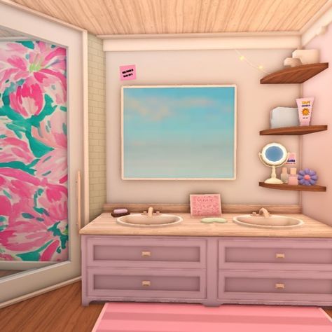 Bloxburg Beach House, Preppy House, Beach House Room, Blocksburg Room Ideas￼, Free House Design, House Decorating Ideas Apartments, Small House Layout, Simple Bedroom Design, Tiny House Layout