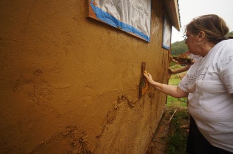 Clay Plaster: How to Make & Apply Base Coat Plaster | The Year of Mud Veneer Plaster, How To Make Plaster, Mud Plaster, Underground Greenhouse, Cob Building, Drywall Mud, Natural Building Materials, Clay Plaster, Eco Buildings