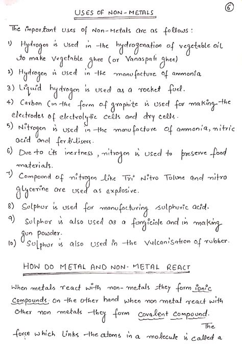 Metal and Non Metal Handwritten Notes for 10th Class Metals And Non Metals Science Notes, Metals And Non Metals Class 10, Metal And Non Metal Class 10 Notes, Class 10 Boards, Notes Science, Notes Life, Study Chemistry, Handwriting Examples, Physics Notes