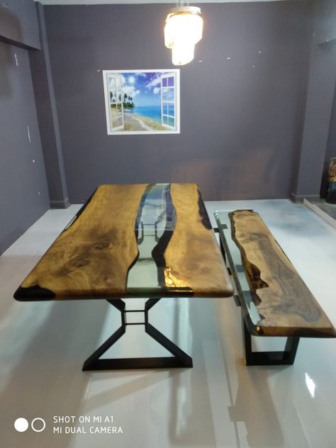 Beautiful Furniture Pieces, Wooden Garden Table, Wood Resin Table, Epoxy Table Top, Table Epoxy, Live Edge Dining Table, Epoxy Table, Epoxy Resin Table, Clear Epoxy Resin