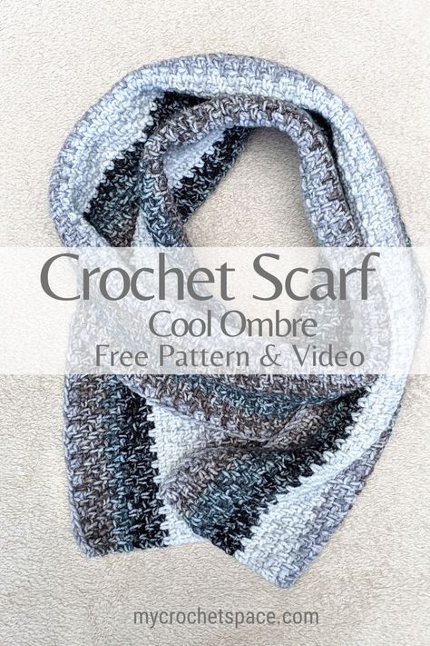 How to crochet a simple scarf for men. Free pattern and video demonstration. Super fast and very easy to crochet, suitable for beginners. #crochetmenscarf #crochetscarf #menscarf #crochet Men Scarf Crochet Pattern, Men Scarf Pattern, Crochet Mens, Man Scarf, Crochet Space, Scarf Free Pattern, Operation Gratitude, Crochet Mens Scarf, Mens Scarf