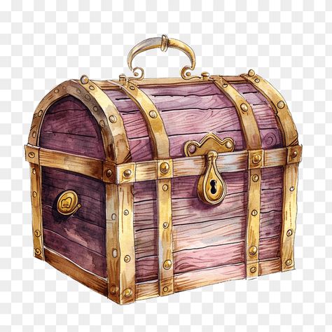 Watercolor treasure chest clipart Chest Drawing Reference, Treasure Chest Drawing, Book Tunnel, Treasure Chest Clipart, Jimmy Buffet, Big Blue Eyes, Treasure Chest, Cartoon Illustration, Big Eyes