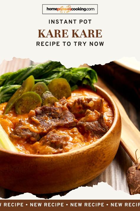 Visit homepressurecooking.com and discover comfort food with our Instant Pot Kare Kare Recipe: Filipino Stew Simplified! 🇵🇭 Make traditional Kare Kare Recipe Philippines style. Our guide makes it easy to recreate this classic Pilipino Food Recipe at home. Using tender beef shank and creamy peanut sauce, this is truly the Best Kare Kare Recipe! Perfect for lovers of Filipino dishes, this Beef Kare Kare is a must-try! #KareKareRecipe #FilipinoFood #InstantPotRecipes Kare Kare Recipe Philippines, Best Kare Kare Recipe, Beef Kare Kare, Kare Kare Recipe, Pilipino Food Recipe, Best Filipino Recipes, Filipino Recipe, Kare Kare, Beef Shank