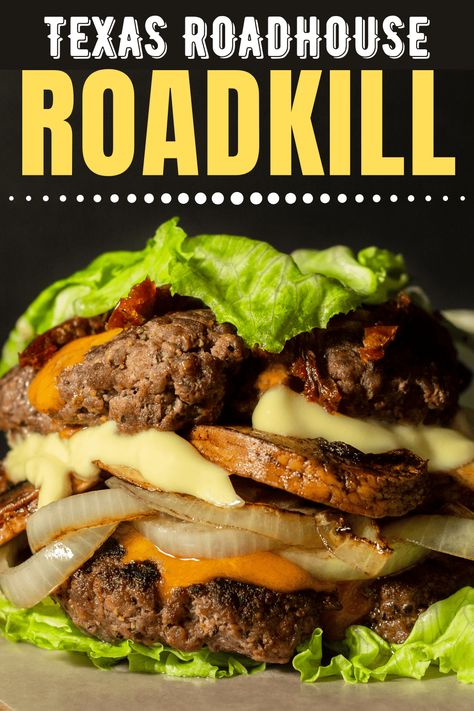 Make Texas Roadhouse Roadkill at home with this simple copycat recipe! With just a few ingredients and 30 minutes, you can have this flavorful casserole ready to go. Texas Roadhouse Roadkill Copycat, Copycat Hamburger Recipes, Texas Roadhouse Hamburger Steak, Roadkill Texas Roadhouse, Texas Roadhouse Roadkill Recipe, Texas Roadhouse Recipes Copycat, Texas Roadhouse Copycat Recipes, Texas Roadhouse Roadkill, Roadhouse Recipes