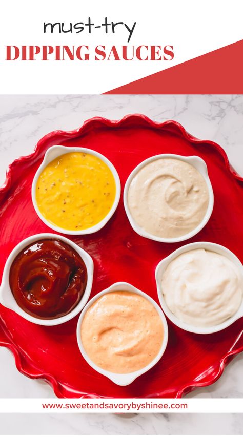 Dipping sauces are a quick and easy way to jazz up your same old dinners and make an exciting addition to an appetizer tray. #howtomakedippingsauces #dippingsaucerecipe #dippingsauceforfries Healthy Dipping Sauce, Dipping Sauce Recipes, Football Thanksgiving, Appetizers For A Party, Spicy Ketchup, Spicy Aioli, Ketchup Sauce, Mayo Sauce, Appetizer Tray