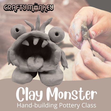 clay monster class info graphic Clay Activity For Kids, Air Dry Clay Monsters, Monster Pottery, Clay Monster, Clay Activity, Monster Clay, Clay Workshop, Monster Hands, Clay Monsters