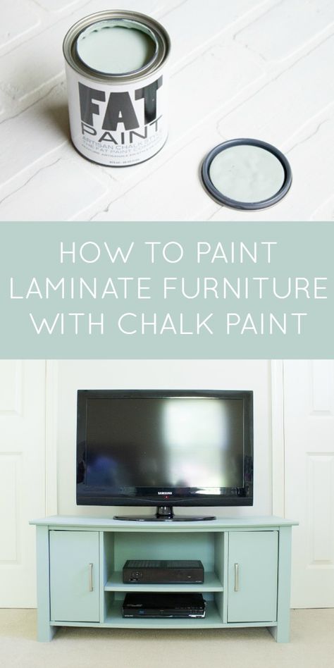 How to paint a lasting finish on laminate furniture with chalk paint Paint Laminate Furniture, How To Paint Laminate, Painting Laminate Furniture, Muebles Shabby Chic, How To Paint Furniture, Painting Laminate, Laminate Furniture, Bedroom Furniture Makeover, Tv Stand Wood