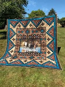 Wolf Quilt Panels, Elephant Panel Quilt Ideas, Wolf Panel Quilt Patterns, Horse Quilts Ideas, Horse Panel Quilts, Panel Quilts Ideas Layout Patterns Free, Western Quilt Patterns, Southwest Quilt Patterns, Horse Quilt Patterns