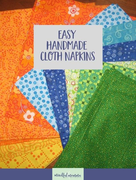 easy handmade cloth napkin tutorial Sew Dish Cloths, Handmade Cloth Napkins, Napkin Patterns Free, Sewing Cloth Napkins, Diy Cloth Napkins Easy, How To Make Napkins, Making Napkins, Cloth Napkins Diy, Napkin Pattern