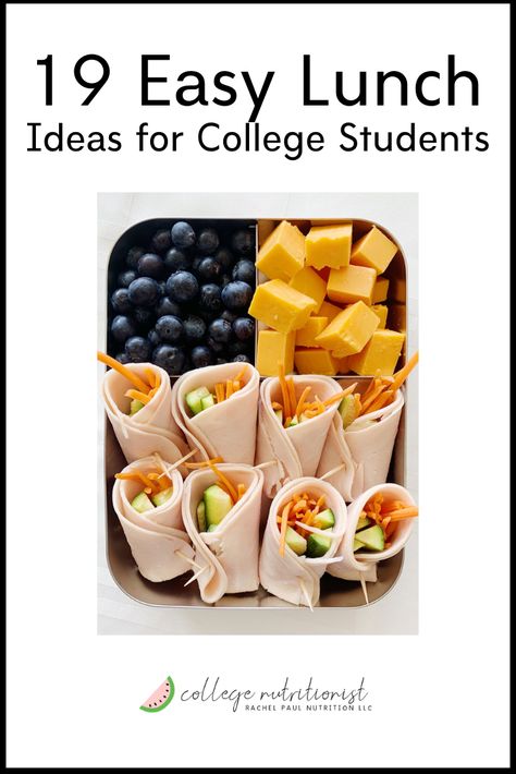 19 Easy Lunch Ideas for College Students Quick Healthy Snacks On The Go College Students, Lunch Box For College Students, College Make Ahead Meals, Packed Lunch Ideas For College Students, Easy Lunches For College Students, Lunch For University Students, Quick Easy Work Lunches, Easy College Lunches To Go, Healthy Lunch Ideas For College Students