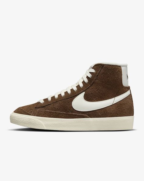 Blazer Mid 77 Vintage, Nike Brown, Nike Blazer Mid 77, Nike Blazer Mid, Nike Blazers Mid, Vintage Suede, Blazer Mid, Newest Jordans, Women Lifestyle