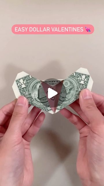 Valentina Balance on Instagram: "How to fold money heart lockets; what would you put inside? #valentines 💘" How To Fold A Dollar Into A Heart, Folding Money For Gifts Step By Step, Money Folding Ideas Easy, Dollar Heart Origami, Heart Dollar, Money Star, Money Heart, Money Folding, Wrapping Paper Bows