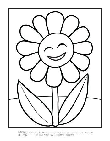 Flower Coloring Pages for Kids - Itsy Bitsy Fun Flower Coloring Pages For Kids, Coloring Pictures For Kids, Flower Coloring Sheets, Colors For Toddlers, Printable Flower Coloring Pages, Preschool Coloring Pages, Spring Coloring Pages, Summer Coloring Pages, Coloring Sheets For Kids