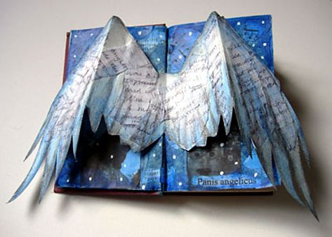 Altered Books | Reflections – Alexi Francis Origami Book, Kunstjournal Inspiration, Altered Book Journal, Paper Wings, Altered Book Art, Book Sculpture, Sketchbook Pages, Arte Sketchbook, Old Books