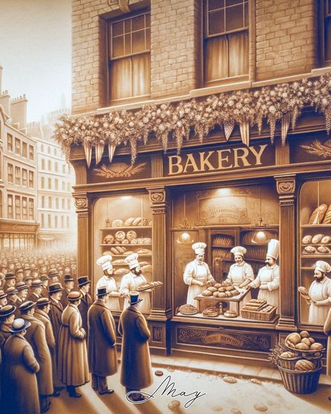 🥖🎉 Celebrating the grand opening of a historic bakery in the early 1900s! Imagine the aroma of fresh bread and pastries filling the streets, inviting everyone to gather and feast. Here's to the bakers and their timeless craft! #ThrowbackThursday #MAYAiCEO #Foodie #Yummy Bakery Cafe, Bread And Pastries, Fresh Bread, Early 1900s, Grand Opening, The Streets, Pastry, Arch, Bread