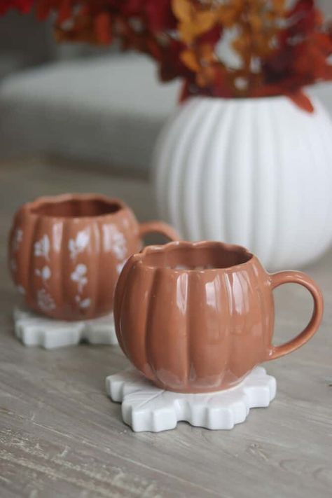 Home Decor Shop | Shabby Chic Gifts - Pretty Little Home Holiday Mugs Target, Cute Table Decorations, Pumpkin Mugs, Autumn Cup, Fall Mugs, Fall Harvest Party, Pumpkin Cups, Autumn Mug, Cute Table