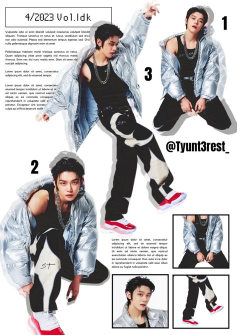 Magazine Pose Ideas, Magazine Shoot Ideas, Streetwear Magazine Layout, Streetwear Fashion Magazine, Streetwear Magazine Cover, Txt Magazine Edit, Y2k Magazine Layout, Retro Magazine Design, Yeonjun Magazine