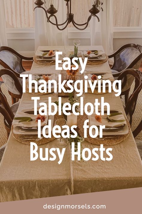 Easy Thanksgiving Tablecloth Ideas for Busy Hosts Thanksgiving Table With Tablecloth, Thanksgiving Folding Table Set Up, Easy Thanksgiving Tablescapes Simple, Thanksgiving Tablecloth Ideas, Craft Paper Tablecloth, Thanksgiving Tablescapes Simple, Tablecloth Ideas, Hosting At Home, Cranberry Thanksgiving