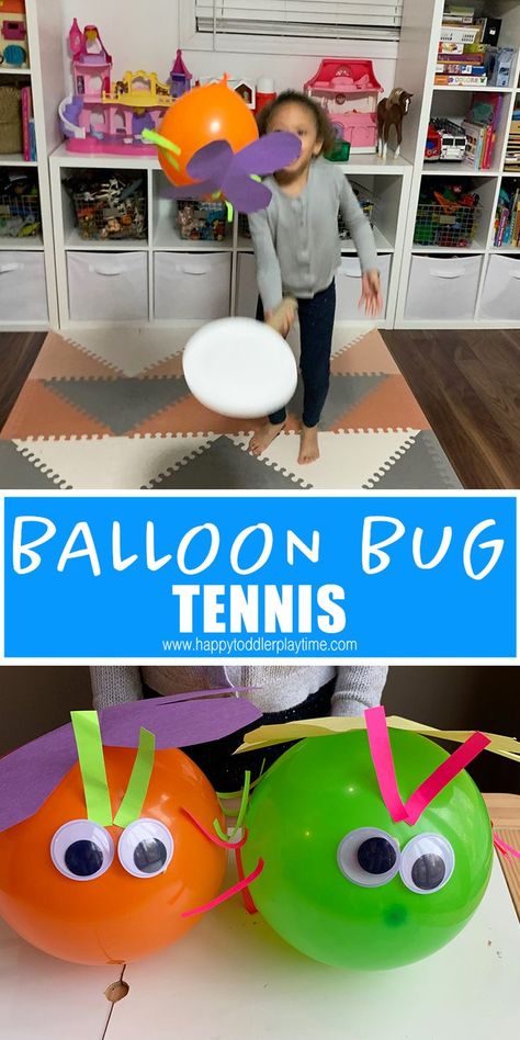 Balloon bug tennis is a fun twist, for Spring, on the classic balloon tennis game. It is also one of the greatest way to get your kids active while indoors. Balloon Tennis For Kids, Bugs Gross Motor Activities, Bug Gross Motor Activities, Butterfly Gross Motor Activities, Prek Bug Activities, Bug Week Activities, Insect Toddler Activities, Toddler Bug Activities, Bugs Activities For Toddlers