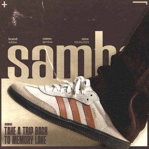 Adidas Sambas Poster Design | 5 of 500 Designed by @vrmaxz Picture by @adidas . #dailyposter #postereveryday #posteraday #posterdesign #typographyposter #typeposter #typedaily #typography #posterart #typegang #postergang #itsnicethat #postereposter #posterlabs #printisntdead #posterjam #posterdesigncommunity #swissposter #poster #typecollect #printedmatter #printdesign #typographicposter #abstractposter #wallposter #poster365 #retro #typosters #helveticaposter #typeswiss Adidas Poster Design, Adidas Poster, Adidas Ad, Retro Style Posters, Adidas Sambas, Adidas Retro, Adidas Classic, Dorm Posters, Room Stuff