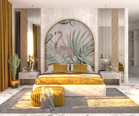 Flamingo Bedroom, Modern Classic Living Room, Dining Area Decor, Tropical Interior Design, Bedroom Decoration Ideas, Fall Bedroom Decor, Bedroom Interior Design Luxury, Living Room Tv Unit Designs, Ceiling Design Living Room