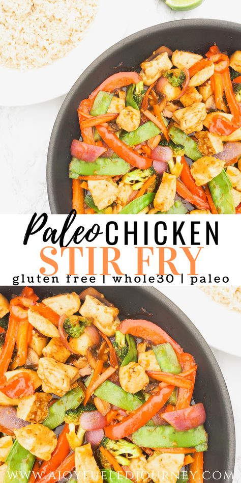 This healthy and clean eating chicken stir is a flavor packed Paleo meal option. Bright veggies, seasoned chicken, and a tasty sauce complete this easy weeknight dinner.   Paleo stir fry | clean eating stir fry | healthy chicken stir fry | gluten free dinner recipe  #paleodinnerrecipe #whole30stirfry Paleo Chicken Stir Fry, Paleo Diet Recipes Breakfast, Stir Fry Healthy, Paleo Stir Fry, Healthy Chicken Stir Fry, Terrine Recipe, Dinner Paleo, Healthy Stir Fry, Clean Eating Chicken