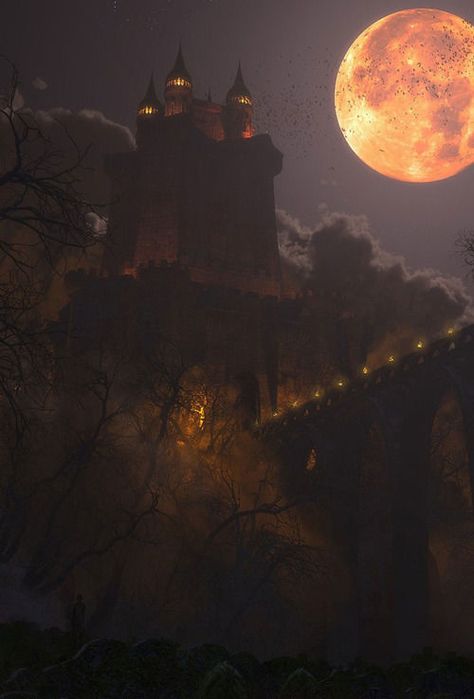 The Dark Castle spooky castle halloween halloween pictures halloween images halloween ideas Dracula Castle, Dark Castle, Fantasy Images, Fantasy Castle, Beautiful Moon, A Castle, Arte Fantasy, The Night Sky, Samhain