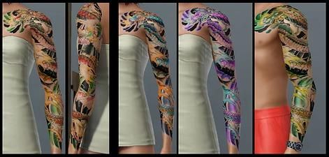 Tattoo Cc Sims 4, Tattoo Sims 4 Cc, Dragon Sleeve, Sims 4 Tattoos, Dragon Sleeve Tattoos, 3 Tattoo, Full Body Tattoo, Cc Sims, Tiger Tattoo