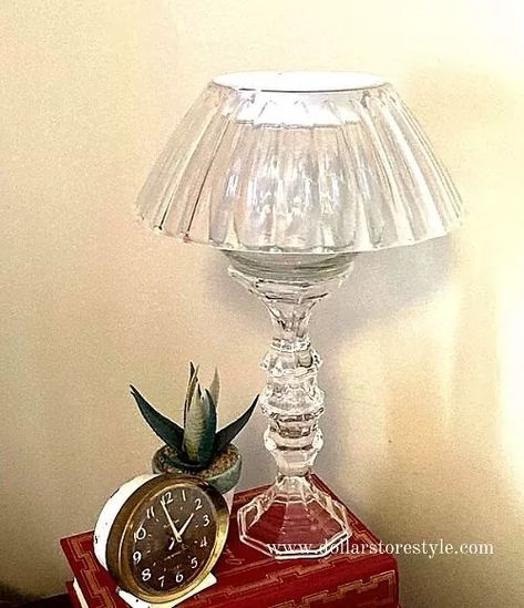 Making a Simple Lamp From Dollar Tree Items | Hometalk Fun Gardens, Diy Vases, Large Scale Wall Art, Diy Lights, Class 2023, Glassware Crafts, Large Glass Jars, Simple Lamp, Printed Candles