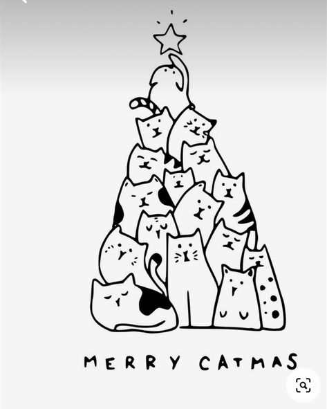 Cat In Christmas Tree, Cat In Christmas, Merry Catmas, Christmas Tree Drawing, Cats Art Drawing, Xmas Sticker, Cat Calendar, Cat Christmas Tree, Atv Riding