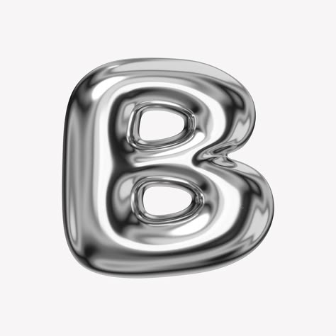 B alphabet, 3D chrome metallic balloon design | premium image by rawpixel.com / Sakarin Sukmanatham The Letter B Aesthetic, 3d Chrome Letters, B Letter Aesthetic, Letter B Aesthetic, Aesthetic Logo Design, Silver Typography, Chrome Letters, B Alphabet, Silver Letter Balloons