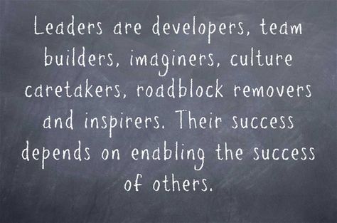 By Linda Fisher Thornton  There are many important roles leaders play. They are supporters, developers, guides, team builders, and imaginers. They are culture caretakers, roadblock removers and i… Team Builders, Leadership Inspiration, Leader Quotes, Servant Leadership, Leadership Management, Leadership Tips, John Maxwell, Business Leadership, Work Motivation