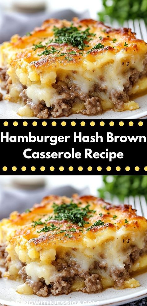 Need an easy meal that brings everyone to the table? This Hamburger Hash Brown Casserole Recipe is a delicious crowd-pleaser, combining ground beef and hash browns in a comforting dish that’s perfect for any occasion. Hamburger Hash Brown Casserole, Hamburger Hashbrown Casserole, Hamburger Hashbrown, Hamburger Hash, Hashbrown Casserole Recipe, Yummy Casserole Recipes, Hashbrown Casserole, Easy Hamburger, Hamburger Casserole