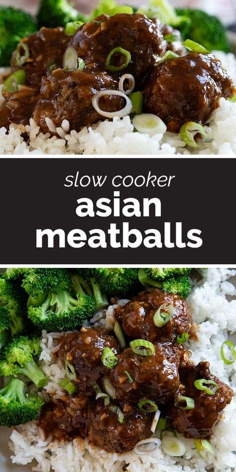 Filled with so much flavor, these Asian Meatballs are cooked in the slow cooker with a delicious sauce. The Asian flavors really make these meatballs stand out. Asian Meatballs Crockpot, Asian Slow Cooker Recipes, Slow Cooker Asian, Meatball Recipes Crockpot, Asian Meatballs, Chicken Lunch Recipes, Chicken Meatball Recipes, Asian Pork, Slow Cooker Meatballs