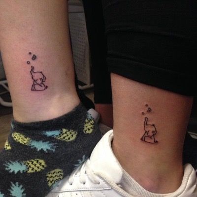 Matching Tattoos Ankle, Matching Ankle Tattoos Friends, Girly Matching Tattoos, Matching Elephant Tattoos, Matching Ankle Tattoos, Tattoos Elephant, Tattoos Ankle, Matching Best Friend Tattoos, Ankle Tattoos