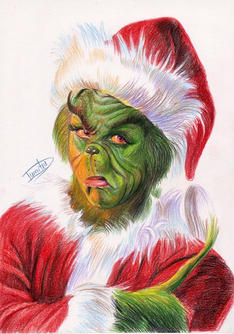 Grinch Full Body Drawing, Realistic Grinch Drawing, Christmas Drawing Ideas Realistic, Christmas Grinch Drawings, Christmas Drawings Grinch, Christmas Drawings Realistic, Christmas Drawing Grinch, Grinch Christmas Drawing, Colour Sketches Drawing