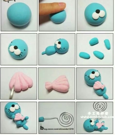 Sea otter picture holder Fimo Ideas Easy, Clay Sea Creatures, Polimery Clay Ideas, Fimo Kawaii, Crea Fimo, Tanah Liat, Polymer Clay Diy, Polymer Clay Animals, Polymer Crafts