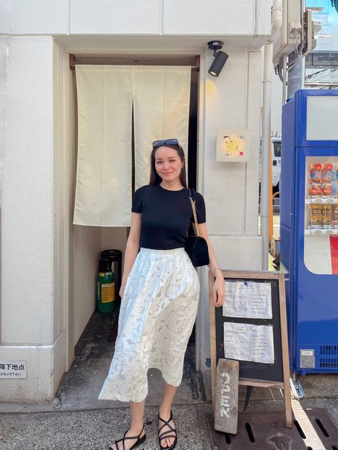 Summer outfit in Japan, Kobe Japan Trip Outfit Summer, Asia Summer Outfit, Japan Travel Outfit Summer, What To Wear In Japan Summer, Summer Outfit Japan, Japan Ootd Summer, Summer In Japan Outfit, Summer Japan Outfit, Japan Outfits Summer