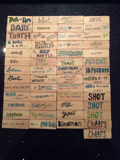 Drinking Game drunk Jenga 21 truth or dare Jenga Game Truth Or Dare, Truth Or Dare Drinking Game, Jenga Dares Ideas, Balloon Truth Or Dare, Jenga Truth Or Dare Ideas, Drunk Jenga Blocks, Jenga Dares, Drinking Jenga Ideas, Drinking Dares