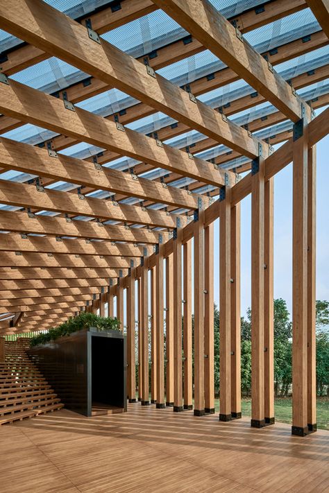 Gallery of Growing Up Pavilion / New Office Works - 3 Pavilion Wedding Decorations, Timber Pavilion, Water Pavilion, Timber Frame Pavilion, Wooden Pavilion, Barcelona Pavilion, Roof Cladding, Pavilion Plans, Park Pavilion