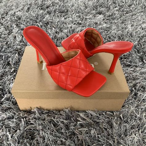 Square Toe Sandals, High Heel Slippers, High Heels Sandals, Heel Mules, Sandals Slippers, Heel Slippers, Heels Sandals, Women Sandals, Female Fashion