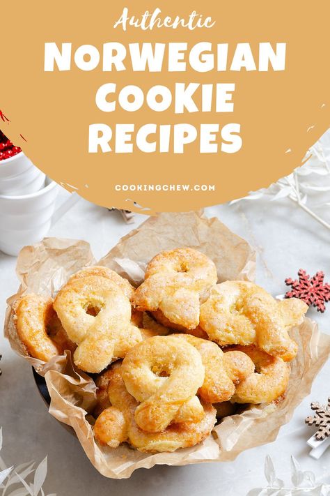 These authentic Norwegian cookie recipes are so simple and delicious, you'll want to make them again and again. Bring the taste of Norway to your cookie table with these sweet treats! Scandinavian Cookies Recipes, Norwegian Cookies Christmas, Norwegian Cookies Recipes, Japanese Cookies Recipe, Kringla Recipe, Nutmeg Cookies, Norwegian Christmas Cookies, Swedish Baking, Scandinavian Desserts