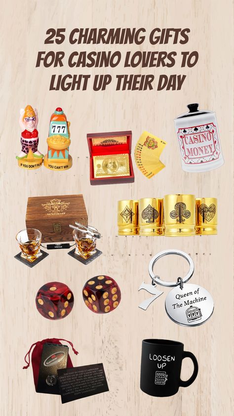 Suppose you are not really familiar with casinos, but still want to find gifts for casino lovers? Don’t worry, we got you covered! To answer your issue, we have compiled charming gifts for casino lovers that will bring positive vibes around them. Let’s check this out! Gambler Gift Ideas, Win Casino, Ace Card, Money Jars, Work Anniversary, Professional Gifts, Playing Card Deck, Retirement Gifts, Charm Gift