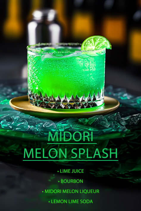 Midori Liquor, Pub Cocktails, Breakfast Garden, Cocktail Recipes At Home, Midori Melon, Bartender Drinks Recipes, Christmas Cocktails Easy, Bartender Drinks, Candy Cocktails